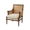Elegant Wooden Armchair with Natural Rattan Weaving