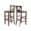 Solid Teak Wood Bar Stool with Cross Back Design and Dark Brown Finish