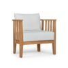 Natural teak wooden armchair with soft padded seat Natural teak wooden armchair with soft padded seat