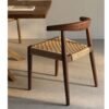 Handcrafted Teak Dining Chair With Woven Rope Seat And Curved Backrest Handcrafted Teak Dining Chair With Woven Rope Seat And Curved Backrest