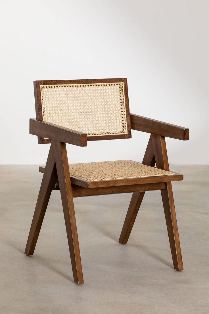Handcrafted Solid Teak Wood Lounge Chair with Rattan Seat and Backrest for Stylish Indoor Living Spaces
