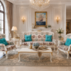 Luxury Turkish Carved Living Room Sofa Set – 100% Handcrafted Elegance