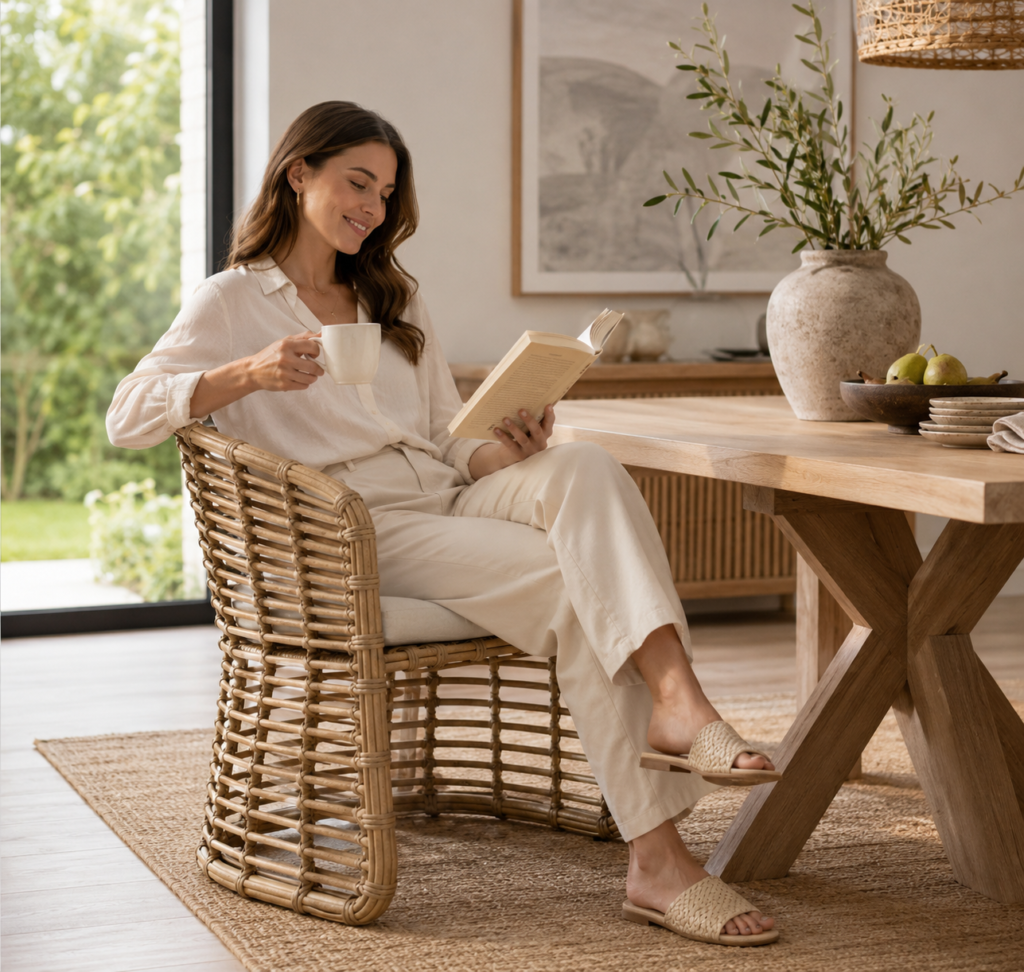 Gabby Libby Natural Rattan Dining Chair: Elegance & Comfort 100%