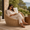 Pottery Barn Huntington Wicker Swivel Outdoor Lounge – 100% Hand-Woven Comfort