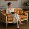 Elegant Louis XVI Sofa with Scroll Arms – Premium 1-Seater Design