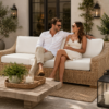 Pottery Barn Huntington Wicker Square ARM OUTDOOR SOFA – Premium White Performance Fabric