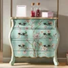 Hand-Painted Floral Storage Chest — Light Blue-Green Classic Wood Furniture | King Furniture