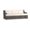 Huntington Wicker RATTAN SOFA OUTDOOR – Grey Wicker, White Cushions