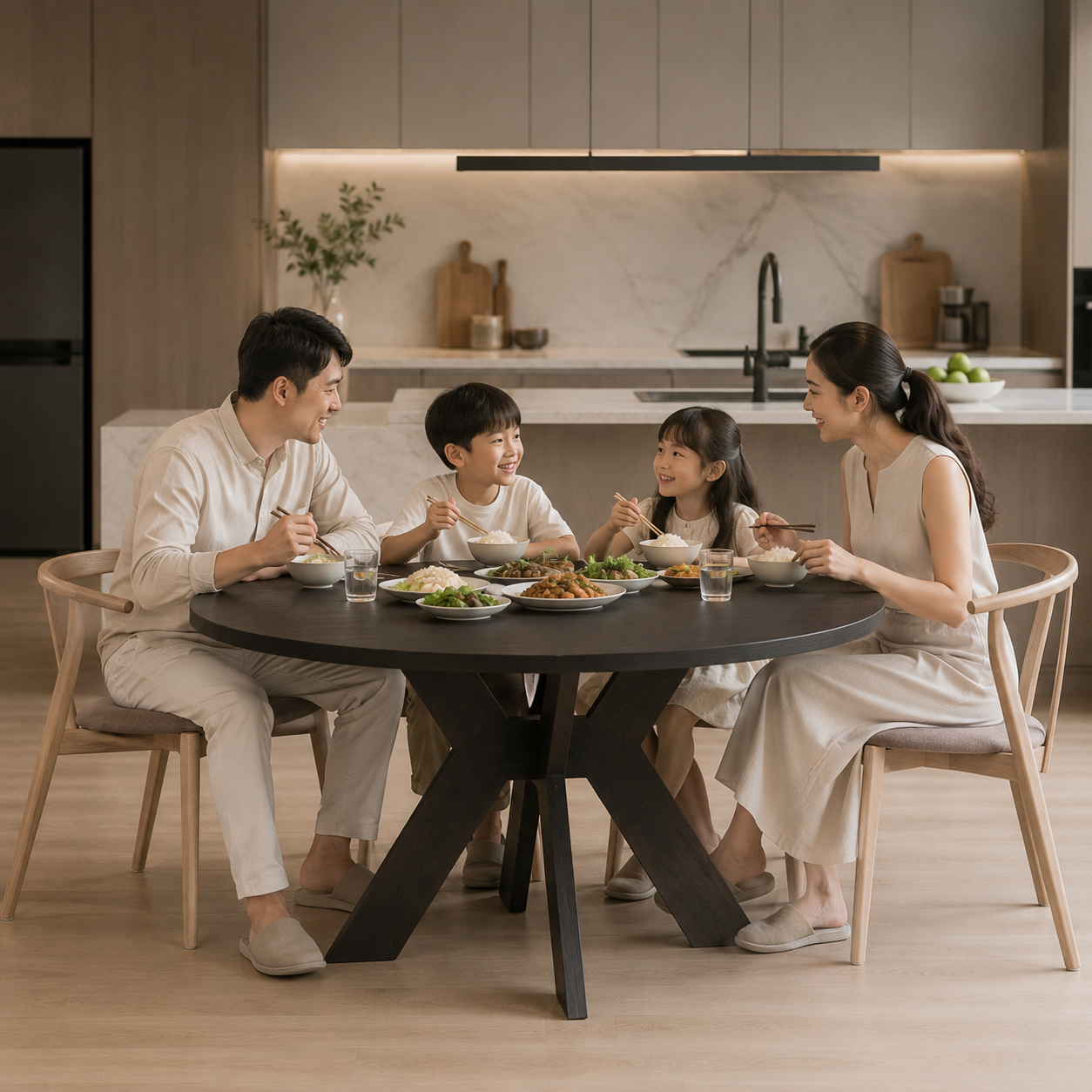 Premium Round Dining Table – 4‑Seater Modern Solid Wood Set 3 021016f3 3f13 485d 962d 4dcd2de7c7d7