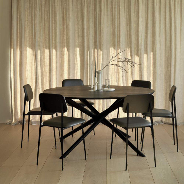 Premium Modern Round Dining Table Set - 4 Contemporary Chairs 4 1 13