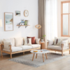 Premium Solid Wood Sofa Set – 4 Cream Cushions Included