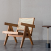 Premium Solid Teak Wood Lounge Chair with Natural Rattan Backrest Premium Solid Teak Wood Lounge Chair with Natural Rattan Backrest