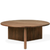 Premium Coffee Table Round Solid Wood with Fluted Base