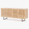 Premium Sideboard Cabinet 4-Door Solid Wood Rattan Storage Buffet Premium Sideboard Cabinet 4-Door Solid Wood Rattan Storage Buffet