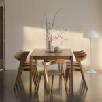 Premium Scandinavian Solid Wood Dining Table Set Modern Minimalist 6 Seater