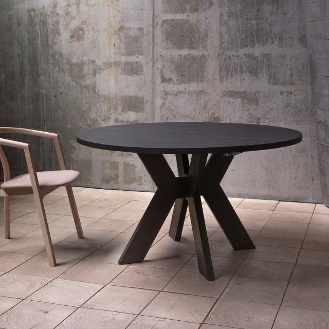 Premium Round Dining Table – 4‑Seater Modern Solid Wood Set 6 3 16