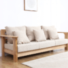 Premium Sofa 3 Seater 1 Set – Solid Oak Wood with Soft Fabric Cushions