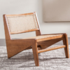 Premium Solid Teak Lounge Chair – 1 Set with Natural Rattan Seat