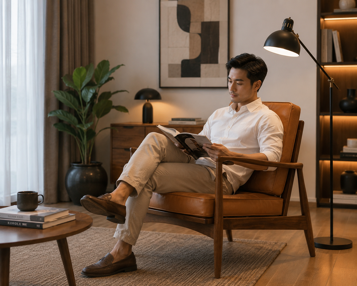 Premium Solid Teak Leather Lounge Chair – 1 Set Custom Design Premium 2 e864c8ce 85d3 4f97 b89d cbfe83c36007