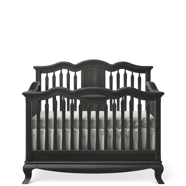 Premium Wooden Baby Crib 1-Piece Classic Curved Rail Design Set 3 1 11