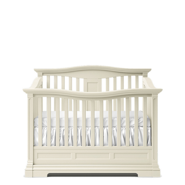 Premium Wooden Baby Crib – Elegant White Curved Panel Design Premium Wooden Baby Crib – Elegant White Curved Panel Design