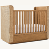 Premium Baby Crib 3-in-1 Wooden Design with Rattan Back
