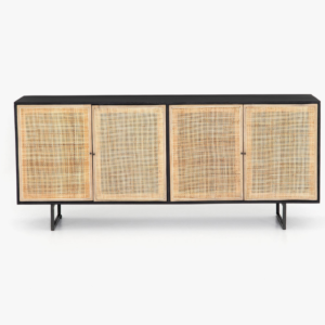 Premium Contemporary Wooden Buffet Cabinet – 3 Rattan Doors 8 1
