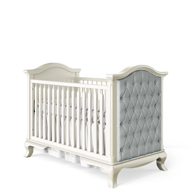 Premium Wooden Baby Crib 1 Set – Classic White Tufted Design 3 1 8