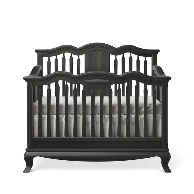 Premium Wooden Baby Crib 1-Piece Classic Curved Rail Design Set Premium Wooden Baby Crib 1-Piece Classic Curved Rail Design Set