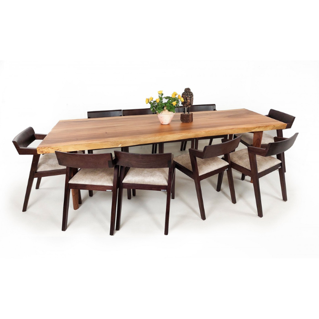 Premium Solid Wood Dining Table Set with 8 Upholstered Chairs 5 2 2