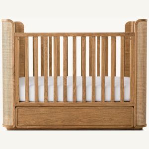 Premium Baby Crib 3-in-1 Wooden Design with Rattan Back 9 2 29