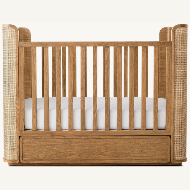 Premium Baby Crib 3-in-1 Wooden Design with Rattan Back 4 2 29