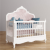 Premium Luxury Baby Crib 1 Set with Upholstered Tufted Headboard