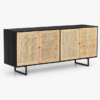 Premium Contemporary Wooden Buffet Cabinet – 3 Rattan Doors