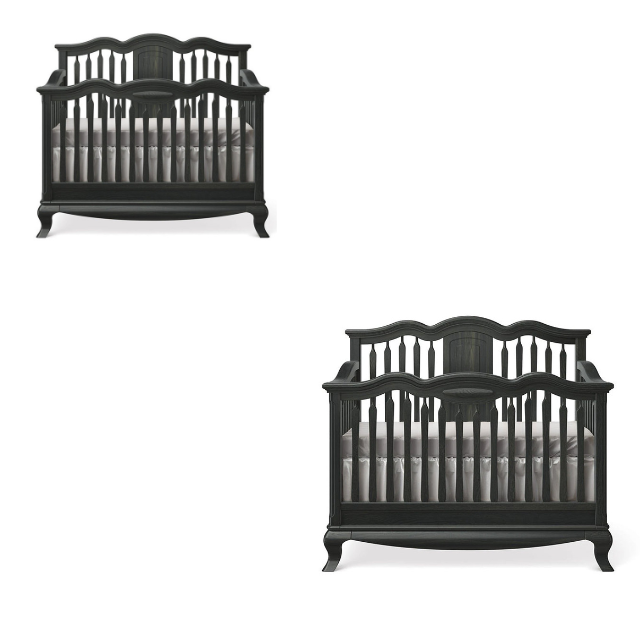 Premium Wooden Baby Crib 1-Piece Classic Curved Rail Design Set 5 3 11
