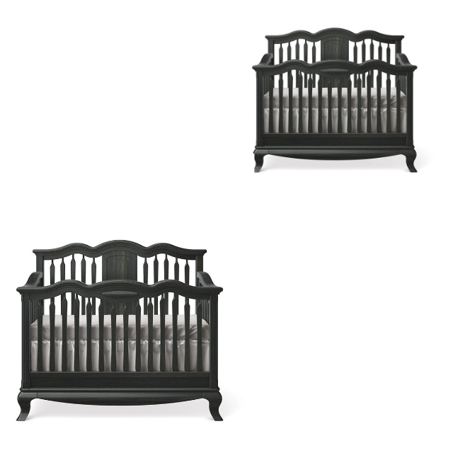 Premium Wooden Baby Crib 1-Piece Classic Curved Rail Design Set 6 4 11