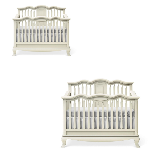 Premium Wooden Baby Crib 1-Piece Classic Curved Rail Nursery Bed 6 4 12