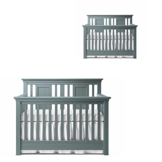 Premium Wooden Baby Crib – 1 Set Gray Traditional Spindle Design 6 4 13