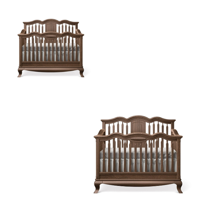 Premium Wooden Baby Crib – 1 Set Traditional Curved Headboard 6 4 14