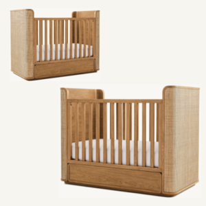 Premium Baby Crib 3-in-1 Wooden Design with Rattan Back 11 4 29