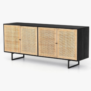 Premium Contemporary Wooden Buffet Cabinet – 3 Rattan Doors 11 4