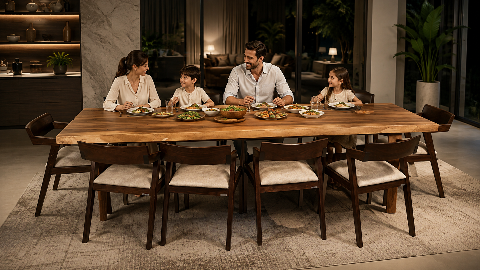 Premium Solid Wood Dining Table Set with 8 Upholstered Chairs 3 4cf5be78 0a7f 4301 8bd1 88bd717d7fb0