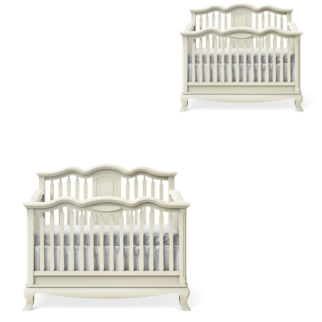 Premium Wooden Baby Crib 1-Piece Classic Curved Rail Nursery Bed 2 5 12