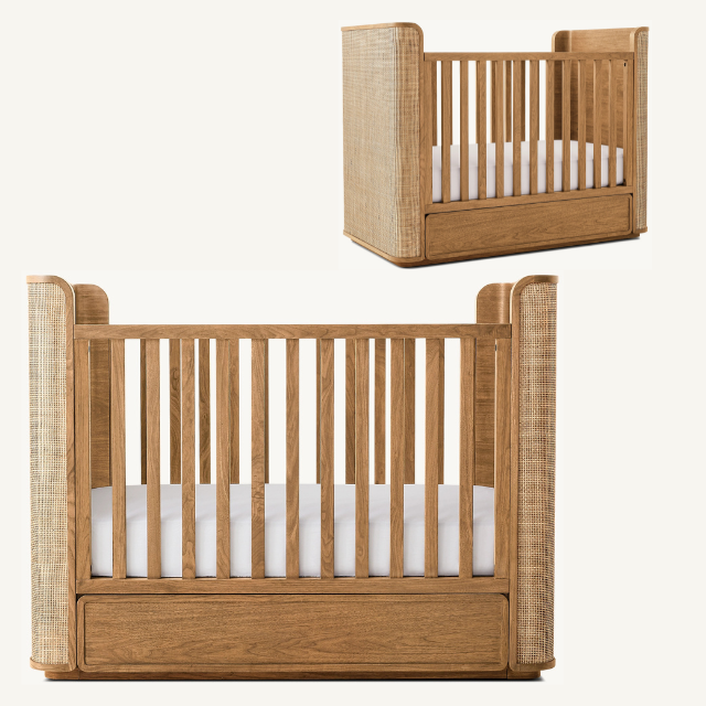 Premium Baby Crib 3-in-1 Wooden Design with Rattan Back 2 5 29