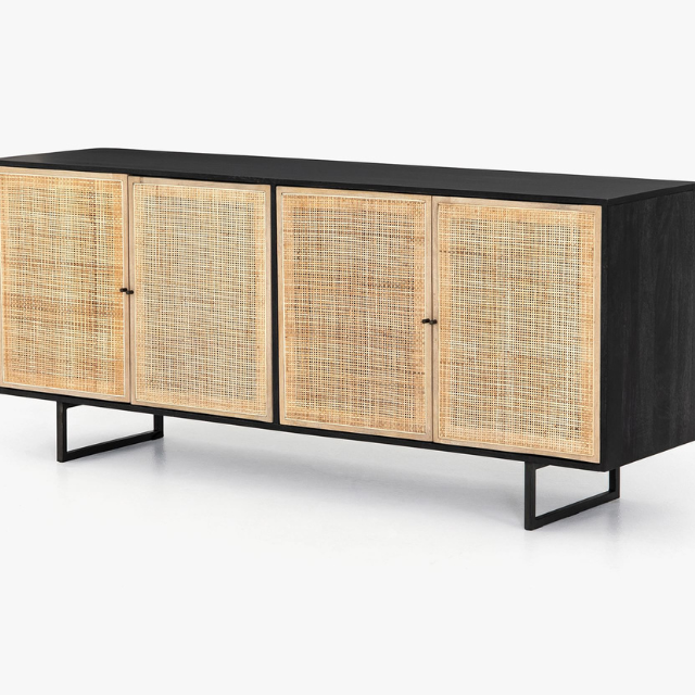 Premium Contemporary Wooden Buffet Cabinet – 3 Rattan Doors 2 5